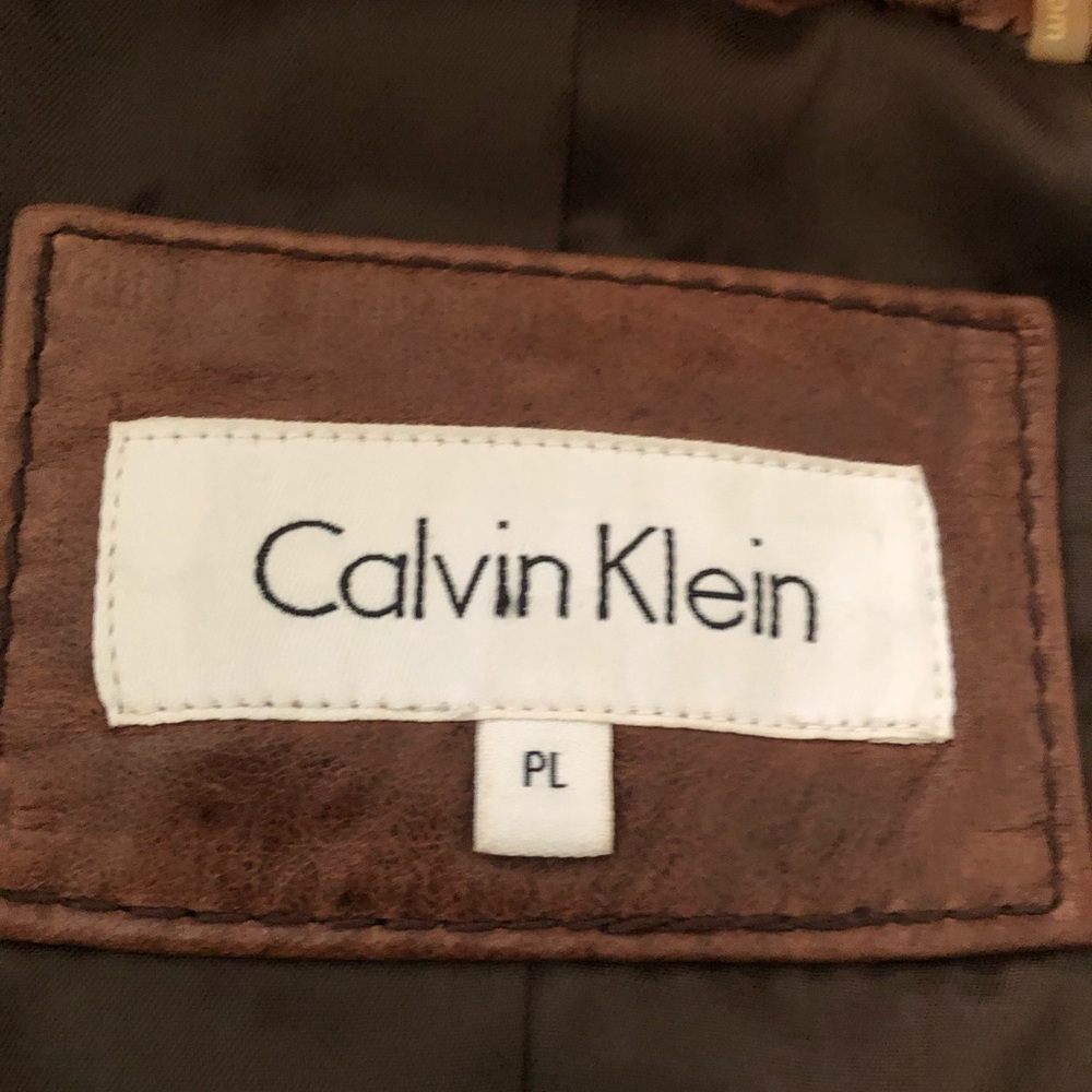 Calvin Klein brown leather jacket